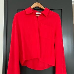 Sadie & Sage Vibrant Red Button-Down Shirt & Shorts
